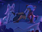 anthro clothing duo feet female female/female foot_fetish foot_lick foot_play foot_sniffing footwear footwear_removed fur humanoid_feet licking long_ears pink_body pink_fur plantigrade shoes shoes_removed sniffing socks tongue alexander_lynx brand_new_animal studio_trigger michiru_kagemori nazuna_hiwatashi canid canine fox mammal raccoon_dog tanuki 4:3 absurd_res hi_res