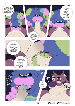 balls big_balls big_penis black_stripes clothing duo fellatio footwear foreplay foreskin fur genitals green_eyes male male/male nude_anthro nude_male oral orange_body orange_fur penile penis profanity pulling_balls purple_eyelids purple_nose sex socks stripes text thought thought_bubble thoughts yellow_sclera ventesthefloof barry_(ventesthefloof) animate_inanimate felid mammal monster pantherine tiger absurd_res comic english_text hi_res multiple_scenes