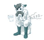 anthro bodily_fluids boots bottomwear bottomwear_down clothed clothing footwear hair male nervous pants pants_down partially_clothed sad shaking shirt shoes simple_background solo tears text toilet toilet_paper toilet_use topwear trembling white_background torasansousaku_(artist) lagomorph leporid mammal rabbit 2022 hi_res japanese_description japanese_text