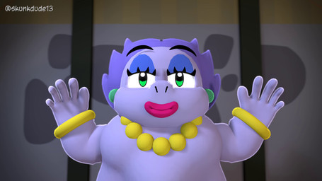 female hair jewelry kiss_mark kissing lips lipstick makeup purple_body solo sound_effects thick_lips skunkdude13 mario_bros nintendo paper_mario paper_mario:_the_thousand_year_door madame_flurrie ghost humanoid spirit 16:9 3d_(artwork) 3d_animation animated digital_media_(artwork) hi_res high_framerate short_playtime sound source_filmmaker_(artwork) video widescreen