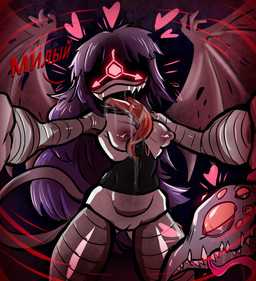 alternate_form aroused bared_teeth bat_wings black_body bodily_fluids body_horror breasts death_by_snu_snu dialogue drooling excessive_drooling excessive_saliva fangs female flirting flirting_with_viewer genitals glowing glowing_eyes grey_body hair heart_symbol hearts_around_head horror_(theme) in_heat long_hair long_tongue looking_at_viewer machine membrane_(anatomy) membranous_wings metal metallic_body mutation navel nightmare_fuel nipples open_mouth pink_nipples pupils purple_hair raised_arms red_nipples red_tail red_text red_wings russian saliva saliva_string screen screen_face sharp_teeth simple_background small_breasts solo symbol symbol-shaped_pupils tail tail_mouth teeth text thick_thighs threatening tongue transformation unusual_anatomy unusual_pupils unusual_tail vulva white_body wide_hips wings diddlydooter1 glitch_productions murder_drones absolute_solver doll_(murder_drones) flesh_creature humanoid monster monster_tail robot robot_humanoid undead vampire worker_drone zombie digital_drawing_(artwork) digital_media_(artwork) hi_res partially_translated russian_text translation_check translation_request