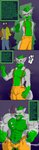 2016 abs airborne_object anthro athletic athletic_anthro athletic_male big_bulge big_muscles big_pecs black_body black_fur bottomwear bulge button_(fastener) button_pop canid canine canis clipboard clothing colored comic confusion domestic_cat duo emerald_link experiment_(disambiguation) eyes_closed eyewear felid feline felis fluffy fluffy_tail fur geng glasses gloves_(marking) green_body green_fur green_hair green_markings grey_body grey_fur growth gun hair hi_res huge_muscles male mammal markings muscle_growth muscular muscular_anthro muscular_arms muscular_male navel open_mouth pants pecs ranged_weapon raygun scientific_experiment shaded shocked slim suspenders tail tearing_clothing teeth test_subject text tongue torn_clothing unbuttoned wardrobe_malfunction weapon wolf