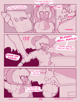 anthro big_breasts big_butt breasts butt cleavage clothed clothing female female_pred male male_prey mature_female overweight size_difference text trapped vore funkspunky infernus_(funkspunky) patreon lagomorph leporid mammal mouse murid murine rabbit rodent comic english_text hi_res url