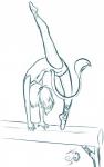 back_bend balance_beam clothing female flexible gymnastics leotard one_leg_up raised_leg slim solo splits spread_legs spreading standing stretching toe_shoes vertical_splits aogami chimangetsu yuka_(chimangetsu) dipodid jerboa mammal rodent 2013 hi_res monochrome sketch