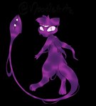 3_eyes anthro back_tentacles biped head_tuft looking_at_viewer looking_over_shoulders multi_eye pawpads pink_eyes purple_body solo tail tail_mouth tentacles tuft unusual_anatomy unusual_tail noodleartz nintendo pokemon inky generation_1_pokemon legendary_pokemon mew_(pokemon) pokemon_(species) alpha_channel digital_media_(artwork) full-length_portrait hi_res portrait