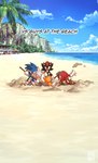 anthro beach black_body black_fur blue_body blue_fur cloud day digging fur group male palm_tree plant sand sea shovel sky tail tools tree water kiikoi11 sega sonic_the_hedgehog_(series) knuckles_the_echidna miles_prower shadow_the_hedgehog silver_the_hedgehog sonic_the_hedgehog canid canine eulipotyphlan fox hedgehog mammal hi_res