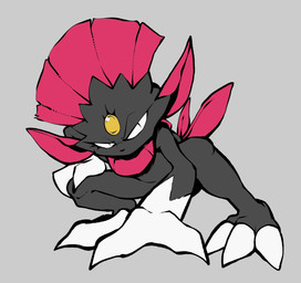 ambiguous_gender anthro claws crouching forehead_gem gem grey_background grey_body looking_at_viewer narrowed_eyes pose simple_background solo toe_claws darkluxia nintendo pokemon generation_4_pokemon pokemon_(species) weavile absurd_res hi_res