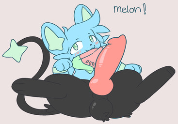 animal_genitalia animal_penis balls big_penis blue_body blue_fur blush butt canine_genitalia canine_penis clothing erection feral food fruit fur genitals knot looking_at_viewer male melon penis plant presenting presenting_hindquarters scarf simple_background smile solo tail sunspikevee nintendo pokemon melon_(sparkmelon) canid canine generation_4_pokemon mammal pokemon_(species) shinx digital_media_(artwork) hi_res