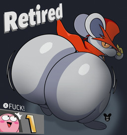 anthro big_butt black_eyes butt cape clothing cute_fangs duo fangs fur grey_background grey_body grey_fur hat headgear headwear huge_butt looking_back male motion_lines nintendo_button_symbol pink_body profanity rear_view red_cape red_clothing red_hat red_headwear simple_background teeth text thick_thighs wide_hips yellow_sclera luanctoons kirby_(series) nintendo daroach kirby mammal mouse murid murine rodent waddling_head 2026 absurd_res dated digital_media_(artwork) english_text hi_res