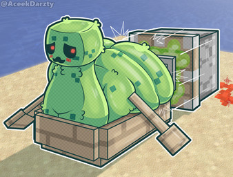 ambiguous_gender ambiguous_penetrated ambiguous_penetration beach big_butt black_sclera blush boat bouncing_butt butt end_rod feral fluffy fucking_machine fur glistening glistening_body glistening_butt green_body green_fur green_spots huge_butt looking_back machine machine_penetrating markings motion_lines on_boat outside penetration pupils quadruped red_pupils redstone sand sea sex sex_toy sex_toy_insertion slime smile solo spots spotted_markings square_head sticky_piston text thick_thighs vehicle water watercraft aceekdarzty conditional_dnp microsoft minecraft minecraft_sheep_fucker mojang xbox_game_studios creeper_(minecraft) 2026 artist_name hi_res