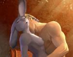 2016 albert_wesker anthro areola athletic blonde_hair breasts brown_background capcom claws close-up crossover disney duo erect_nipples eyes_closed female fur grey_body grey_fur grey_nipples hair hand_behind_head hattonslayden human human_on_anthro inside interspecies judy_hopps lagomorph leporid male male/female mammal nipples nude open_mouth pink_nose rabbit resident_evil simple_background small_breasts zootopia