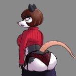 anthro bottomwear bottomwear_down clothed clothing female fur lingerie lingerie_panties mature_female pants pants_down partially_clothed red_eyes solo sweater topwear white_body white_fur omegamax amelia_(omegamax) american_opossum mammal marsupial virginia_opossum 1:1 hi_res sketch