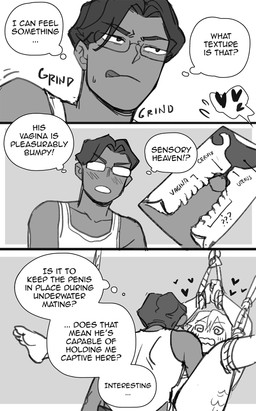 bdsm blush bondage bound clothed clothing duo female male male/female not_furry rope scales sex simple_background speech_bubble text starfleetrambo edward_(starfleetrambo) oskar_(starfleetrambo) animal_humanoid human humanoid mammal marine marine_humanoid oarfish_humanoid siren comic digital_media_(artwork) english_text hi_res sketch trans_(lore) trans_man_(lore)