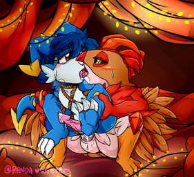 anal bodily_fluids bound genital_fluids genitals hair kissing lights male male/male penis precum sex pandasisters bandai_namco digimon mythology nintendo pokemon yami_the_veemon digimon_(species) dragon fanmon generation_6_pokemon hawlucha mythological_creature mythological_scalie pokemon_(species) reptile scalie veemon hi_res