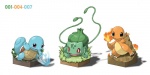 ambiguous_gender blue_body blue_eyes blue_skin daww feral fire flaming_tail group orange_body orange_skin purple_eyes red_eyes shell simple_background starter_trio tail tentacles turtle_shell water white_background ditb nintendo pokemon bulbasaur charmander generation_1_pokemon pokemon_(species) squirtle 2:1