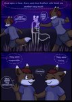 2015 anthro babystar biped canid canine canis clothing comic detailed_background dialogue digital_media_(artwork) dipstick_ears dipstick_tail ear_markings english_text female fox fur gemma_polson group hair hi_res hybrid jack_murdock male mammal markings multicolored_ears outside rodent sciurid shirt souffle_murdock tail tail_markings text topwear tree_squirrel trio white_tail_tip wolf young young_anthro