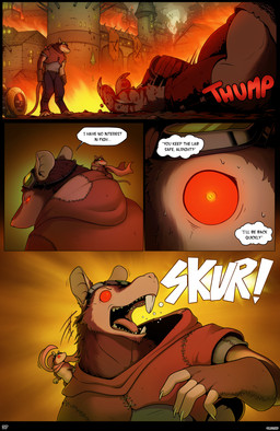 anthro armor blood bodily_fluids clothed clothing death dialogue eyewear eyewear_on_head fire fur goggles goggles_on_head looking_at_viewer male melee_weapon red_eyes simple_background teeth text vehicle weapon wide_eyed corrsk warhammer_(franchise) warhammer_fantasy sweek tweek_firecrest mammal murid murine rat rodent skaven comic digital_media_(artwork) english_text hi_res