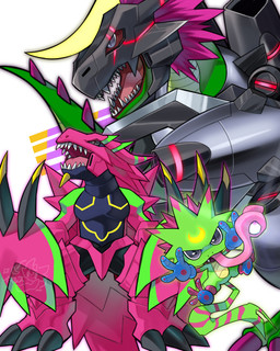 anthro claws cybernetics evolutionary_family green_body hair long_tongue machine male pink_body pink_hair sharp_teeth solo teeth tongue tongue_out imarshartl bandai_namco digimon digimon_beatbreak armalizamon cyborg digimon_(species) gekkomon monarchlizamon scalie 4:5 absurd_res hi_res