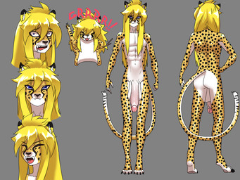 anthro balls big_balls big_penis biped blonde_hair blue_eyes chibi digitigrade fur genitals hair humanoid_genitalia humanoid_on_anthro long_penis male markings penis slim_anthro solo spots spotted_markings tail tail_markings white_body white_fur yellow_body yellow_fur kayserend arion_oropelt cheetah felid feline humanoid mammal 4:3 alternate_version_at_source hi_res model_sheet tagme