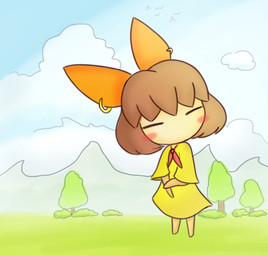 ambiguous_feral ambiguous_gender anthro bangs barefoot bent_arm blue_sky blush brown_hair clothed clothed_anthro clothed_female clothing cloud day dress ear_piercing ear_ring eyes_closed featureless_feet featureless_hands feet female female_anthro feral flying fur gold_(metal) gold_ear_ring grass group hair light medium_hair mountain_range mouthless noseless orange_ears outside piercing plant red_scarf ring_piercing scarf shrub sky solo_focus standing tan_body tan_fur tree yellow_clothing yellow_dress cookieboy011 drawn_to_life mari_(drawn_to_life) avian bird lagomorph mammal raposa 2019 colored digital_drawing_(artwork) digital_media_(artwork) english_description lighting shaded