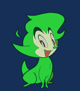 ambiguous_gender eyebrows feral fur green_body green_fur open_mouth retro_anime_style smile solo tail tail_motion tailwag toony young roachgore vonnie_(roachgore) bing_bing_(roachgore) 2d_animation animated digital_media_(artwork) motion_tweening