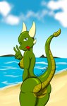 anthro beach breasts butt female genitals nipples nude outside presenting presenting_hindquarters pussy seaside solo tongue tongue_out novaarts kath_(novaarts) fantasy_creature kobold lizard reptile scalie digital_media_(artwork) hi_res shaded