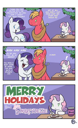 blonde_hair blue_eyes bread cutie_mark exclamation_point female food freckles green_eyes hair horn jealous jelly_(food) male multicolored_hair plate purple_hair text two_tone_hair megasweet friendship_is_magic hasbro my_little_pony mythology big_macintosh_(mlp) rarity_(mlp) sweetie_belle_(mlp) earth_pony equid equine horse mammal mythological_creature mythological_equine pony unicorn 2013 comic digital_media_(artwork) english_text hi_res