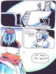 aftertale animated_skeleton bone bottomwear clothed clothing comic depression dialogue door electronics english_text gloves handwear hat headgear headwear hotpants loverofpiggies male nightcap not_furry papyrus_(undertale) scarf shirt shorts skeleton stairs surprise teeth television text topwear undead undertale undertale_(series)