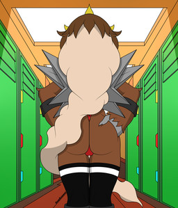 anthro big_butt bikini butt butt_focus clothing female hair inside legwear long_hair one-piece_swimsuit open_mouth presenting rear_view school sling_bikini small_waist solo student swimwear thick_thighs thigh_highs two-piece_swimsuit waist samrunner nintendo pokemon entei generation_2_pokemon humanoid legendary_pokemon pokemon_(species) hi_res