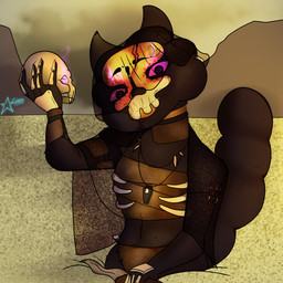 anthro bone bone_mask female glowing glowing_eyes magic_user mask necromancer skull skull_mask solo cosmosarts mewgenics morana_(mewgenics) 1:1 absurd_res hi_res