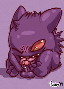 3_toes animal_genitalia auto_penis_lick autofellatio balls blush bodily_fluids cum cum_drip cum_on_penis dripping erection feet feral foreskin genital_fluids genitals hindpaw humanoid_genitalia humanoid_penis licking male masturbation nude one_eye_closed open_mouth oral oral_masturbation orgasm paws penile penile_masturbation penis purple_balls red_eyes retracted_foreskin self_lick simple_background sitting smile soles solo teeth toes tongue tongue_out two-handed_masturbation wink puggy nintendo pokemon generation_1_pokemon gengar ghost pokemon_(species) spirit
