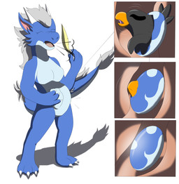 after_vore anthro beak biped blue_body blue_countershading breasts breath countershade_face countershade_neck countershade_scales countershade_tail countershade_torso countershading duo egg egg_transformation eyes_closed female front_view fully_inside fur hair hand_on_own_belly holding_feather horn internal motion_lines non-mammal_breasts non-mammal_hair nude nude_anthro nude_female open_mouth pink_inner_ear pregnant pregnant_anthro pregnant_female scales shadow snout standing tail three-quarter_view transformation transformation_sequence vore white_hair wide_crotch wolferion mythology bheni ciel_(phoenix) avian dragon eastern_dragon furred_scalie mythological_creature mythological_scalie scalie 2015 absurd_res colored hi_res story story_in_description