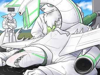 aircraft blush bodily_fluids chest_tuft clothed clothing drooling eyewear fur glasses green_eyes group machine male penetration saliva shaking sweat tears trembling tuft vehicle white_body white_fur white_skin arsa_aircraft iv_(arsa_aircraft) aeromorph aquatic canid canine canis fish living_aircraft living_machine living_vehicle mammal shark wolf 4:3 hi_res