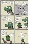 2017 2:3 alligator alligatorid angie_(study_partners) anthro base_three_layout bow_(feature) bow_tie clothed clothing comic crocodilian dialogue elephant elephantid english_text eyewear fangs female glasses green_eyes grid_layout hi_res male mammal mr._larson_(study_partners) open_mouth proboscidean ragdoll_(study_partners) regular_grid_layout reptile scalie six_frame_grid six_frame_image speech_bubble study_partners teeth text three_row_layout thunderouserections tongue trunk turtle tusks young young_anthro