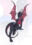 anthro black_body black_scales blade chain clothing collar evil_grin female ineffective_clothing looking_at_viewer nipple_clip nipples pose scales simple_background smile solo tail tail_blade translucent translucent_clothing weapon_tail wings erival activision mythology spyro_the_dragon cynder dragon mythological_creature mythological_scalie scalie absurd_res hi_res pinup