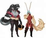 2_heads abs anthro big_breasts black_hair blue_hair breasts cleavage clothed clothing female hair larger_female multi_head size_difference s-purple cloud_meadow canid canine mammal orthros digital_media_(artwork) pixel_(artwork)