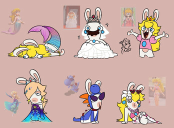 accessory anthro armwear bikini black_facial_hair black_mustache blonde_hair blue_armwear blue_clothing blue_dress blue_ear_piercing blue_elbow_gloves blue_eyes blue_gloves blue_handwear blue_outfit blue_tail bored bottomless bottomless_anthro bottomless_male bottomwear bracelet buckteeth clothed clothed_anthro clothed_female clothed_male clothing collar confusion cosplay crossdressing crown derp_eyes dress ear_piercing elbow_gloves eyewear eyewear_on_head facial_hair featureless_crotch female female_anthro fin flower flower_in_hair flower_necklace fur gem gloves gold_(metal) gold_bracelet gold_jewelry group hair hair_accessory hair_over_eye half-closed_eyes hand_pawpads handwear happy headgear heart_sunglasses jewelry long_ears lying male male_anthro mitten_hands multicolored_body mustache narrowed_eyes no_eyebrows noseless on_front open_mouth open_smile orange_spines pawpads piercing pink_bikini pink_clothing pink_shirt pink_swimwear pink_topwear plant purple_eyewear purple_sunglasses red_collar red_tongue ruby_(gem) sapphire_(gem) shirt short_legs sitting skirt smile spiked_collar spikes split_form standing star_ear_piercing sunglasses sunglasses_on_head swimwear tail tail_fin tan_eyelids tan_inner_ear tan_pawpads teeth tiara tongue tongue_out topwear two-piece_swimsuit two_tone_body wedding_dress wedding_veil white_body white_bottomwear white_clothing white_flower white_fur white_skirt wig insertthenewblhere mario_bros mario_plus_rabbids_kingdom_battle mario_plus_rabbids_sparks_of_hope nintendo raving_rabbids rayman_(series) super_mario_galaxy super_mario_rpg_legend_of_the_seven_stars ubisoft boshi fan_character luigi mario princess_peach rabbid_boshi rabbid_luigi rabbid_mario rabbid_peach rabbid_rosalina rosalina_(mario) hybrid lagomorph mammal marine merfolk rabbid 2024 crossover english_description flat_colors reference_image brother_(lore) brothers_(lore) sibling_(lore) twins_(lore)