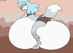 after_vore anthro belly big_belly blue_hair butt duo female female_pred hair huge_belly outside overweight rear_view simple_background vore virus-20 wendy_wolf_(virus-20) canid canine canis mammal wolf 2023