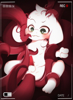 anal anal_penetration anthro balls blush camera_view erection genitals green_eyes male nude penetration penis sex shota solo tentacle_sex tentacles young young_anthro young_male eisuke_art undertale undertale_(series) asriel_dreemurr boss_monster_(undertale) bovid caprine mammal 2018 hi_res