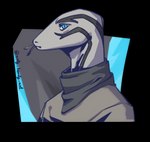 ambiguous_gender anthro blue_heart clothed clothing grey_body grey_clothing grey_markings grey_shirt grey_skin grey_topwear looking_at_viewer markings scarf shirt simple_background solo tongue_flick tongue_flicking topwear transparent_background artyhearty valo_(0xba5e64) lizard monitor_lizard reptile scalie 2023 alpha_channel digital_drawing_(artwork) digital_media_(artwork) hi_res portrait shaded