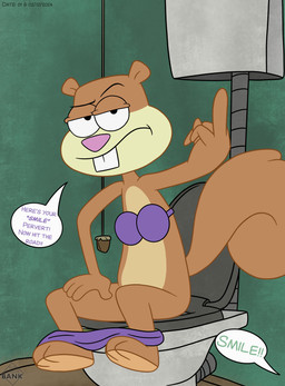 angry annoyed anthro bathroom being_photographed bikini bikini_bottom bikini_top bottomwear bottomwear_down clothed clothing female gesture hand_gesture looking_at_viewer middle_finger mostly_nude pants pants_down partially_clothed peeing photo pooping profanity recording sitting sitting_on_toilet solo swimwear toilet toilet_use two-piece_swimsuit underwear underwear_down walk-in thedispenser69 nickelodeon spongebob_squarepants sandy_cheeks mammal rodent sciurid tree_squirrel absurd_res hi_res