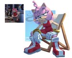 accessory bracelet breasts chair cigarette cigarette_in_mouth clothed clothing dress female furniture gold_(metal) gold_bracelet gold_jewelry green_eyes hair jewelry leg_strap object_in_mouth photo_reference pink_body pink_hair serious serious_face simple_background sitting smoking solo white_background mariaartes51 sega sonic_the_hedgehog_(series) amy_rose eulipotyphlan hedgehog mammal 2025 hi_res