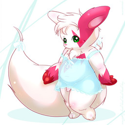 anthro big_tail clothed clothing crossdressing femboy flaccid fur genitals green_eyes male penis solo tail white_body white_fur maverick nintendo pokemon generation_3_pokemon pokemon_(species) zangoose 1:1 digital_media_(artwork) source_request unavailable_at_source