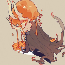 ambiguous_gender biped black_body bodily_fluids cloak clothing crying duo flower glowing glowing_eyes grey_cloak grey_clothing holding_another horn hug melee_weapon orange_eyes plant sitting size_difference tears weapon chacodoodle hollow_knight_(franchise) team_cherry broken_vessel_(hollow_knight) the_knight_(hollow_knight) arthropod infected_(species) vessel_(species) 1:1