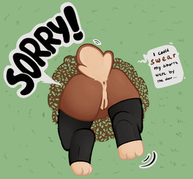 anthro cocoa_puff female genitals solo speech_bubble stuck_in_ground vulva doodlingbun lagomorph leporid mammal rabbit tagme