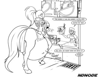belly big_belly breasts butt endosoma female group safe_vore speech_bubble text trio unbirthing vaginal vore ndnode european_mythology greek_mythology mythology centaur equid equid_taur human humanoid_taur mammal mammal_taur taur 2023 monochrome