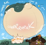 air_puff belly belly_blush belly_expansion big_belly bloat_(sound_effect) bloated blush body_blush close_to_bursting covering covering_ears creaking expansion eyes_closed facial_hair grass_field green_body hand_on_head huge_belly hyper hyper_belly hyper_inflation immobile implied_popping inflation inflation_fetish moobs motion_lines mustache orange_facial_hair orange_mustache orange_text outline plant pointy_speech_bubble power_balloon prank sky speech_bubble spherical_inflation text afurreak mario_bros nintendo pokemon the_legend_of_zelda lord_aen deku_(tloz) elemental_creature flora_fauna generation_1_pokemon pokemon_(species) snorlax 2020 absurd_res dated hi_res