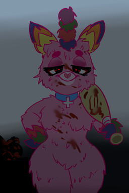 anthro anthrofied baseball_bat bat_(object) black_background blood bodily_fluids breasts casual_nudity collar collar_only collar_tag corpse cross death duo eyebrows eyelashes eyeliner eyeshadow featureless_breasts featureless_crotch female female_focus fur glowing glowing_eyes gradient_background grey_background half-closed_eyes hand_on_hip holding_object horn looking_at_viewer makeup mascara multicolored_body multicolored_fur multicolored_horn narrowed_eyes naturally_censored nude pink_body pink_eyeshadow pink_fur pink_nose red_eyes simple_background small_breasts smile solo_focus standing thick_thighs uhoh wide_hips unknown_artist mythology scp_foundation scp-956 equid equine mammal mythological_creature mythological_equine unicorn 2019 2:3 hi_res portrait three-quarter_portrait