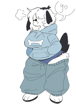:< angsty black_tail blue_clothing blue_hoodie blue_topwear blue_underwear bone bottomwear bottomwear_down clothed clothing female floppy_ears front_view fur green_bottomwear green_clothing green_pants grumpy hair hand_in_pocket hoodie pants pants_down partially_clothed pockets sagging_pants simple_background slightly_chubby slightly_chubby_female solo standing tail text topwear tsundere underwear white_background white_body white_fur white_hair puppkittyfan1 pepper_(fawnpawss) canid canine canis domestic_dog mammal 2021 digital_media_(artwork) full-length_portrait hi_res portrait