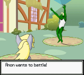 ambiguous_gender animated_gif blonde_hair butt clothed clothing cutie_mark dialogue duo feral hair outside parody raised_arm sprite text wings anonymous_artist third-party_edit friendship_is_magic hasbro my_little_pony mythology nintendo pokemon anon derpy_hooves_(mlp) equid equine mammal mythological_creature mythological_equine pegasus animated digital_media_(artwork) english_text low_res pixel_(artwork) pixel_animation short_playtime